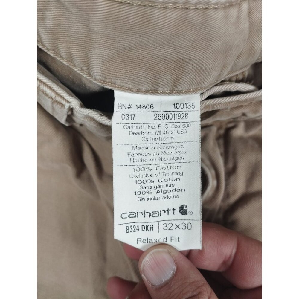 Carhartt Men 32x28 Beige Canvas B324 DKH Relaxed Fit Work Pants Utility Retro - Picture 3 of 7